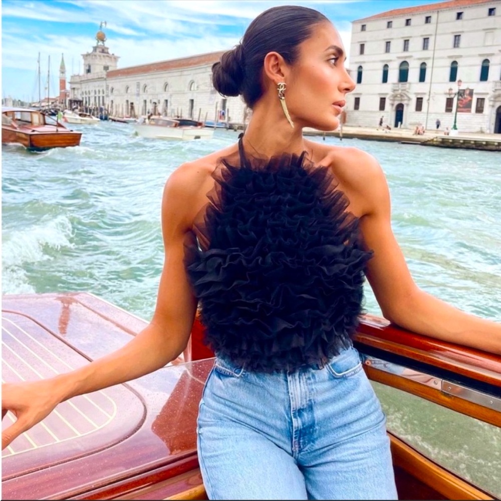 ZARA Bloggers Favorite TULLE HALTER TOP